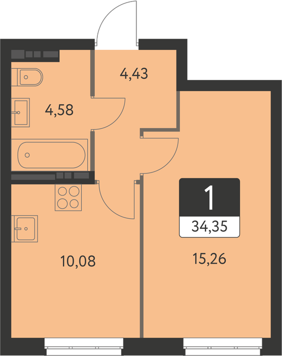 Екатеринбург, ул. улица Академика Ландау, 17.8, ЖК "Спутник-1" (Дом 17.8) - фото квартиры