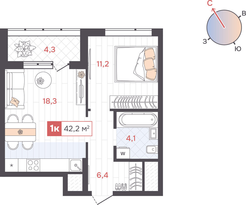 Екатеринбург, ул. Амундсена, 1, ЖК Да на Амундсена (Дом) (Юго-Западный) - фото квартиры