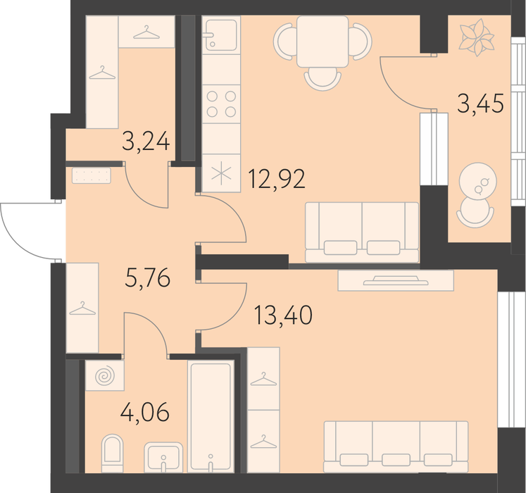 Екатеринбург, ул. улица Академика Парина, дом, 13.2, Квартал Новая Олимпика (Дом 13.2) (Академический) - фото квартиры