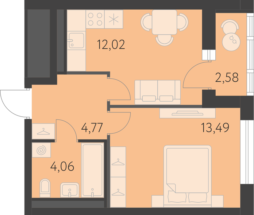 Екатеринбург, ул. улица Академика Парина, дом, 13.2, Квартал Новая Олимпика (Дом 13.2) (Академический) - фото квартиры